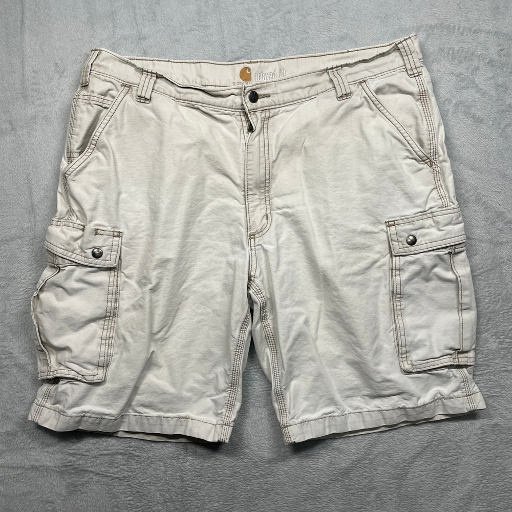 Carhartt Cargo Shorts Mens 40 Off White Relaxed Fit Cotton Canvas